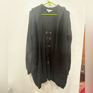 No Boundaries Black Hooded Cardigan